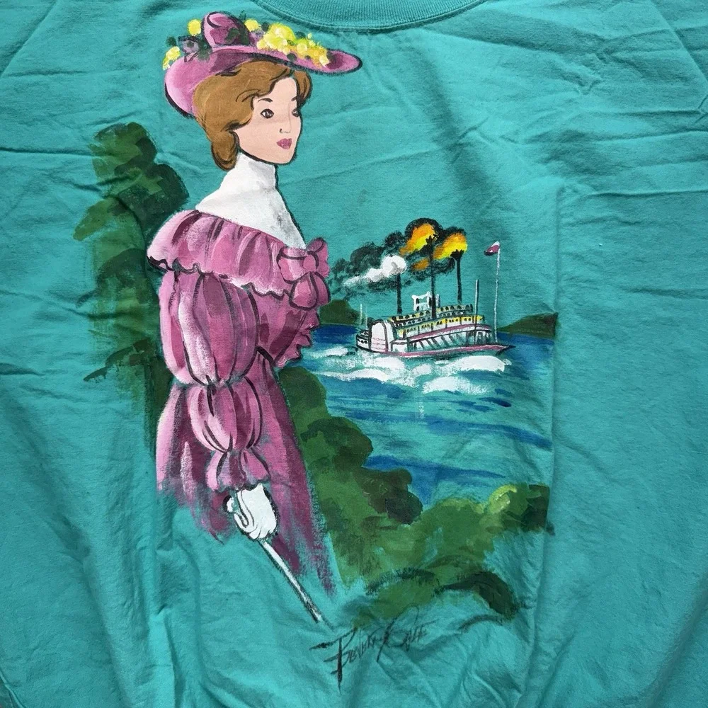 Vintage 90s Streetwear Womens Large Hand Painted Light Weight Crewneck